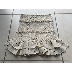 3/$15 SALE - Love Tree Cream/Off White Black Polka Dot Ruffle Skirt Size S